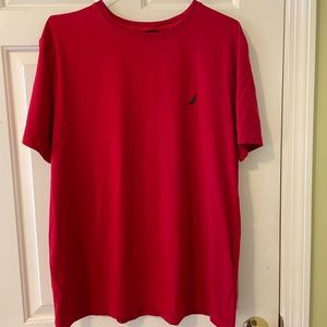 Nautica men’s t-shirt. Gorgeous red w/navy boat. Comfortable, soft, XL. NWOT